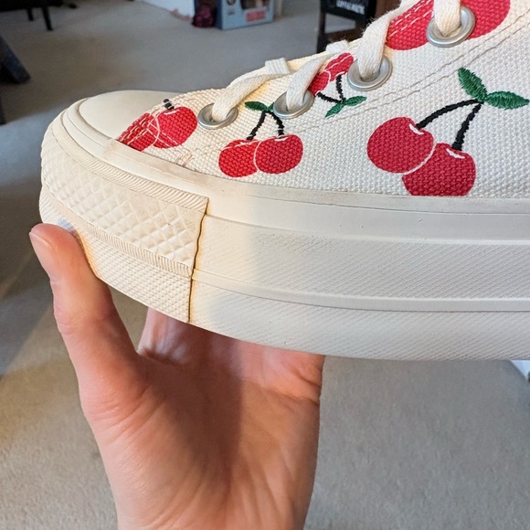 Converse White High Top Sneakers with Red Cherry Print - Picture 4 of 11